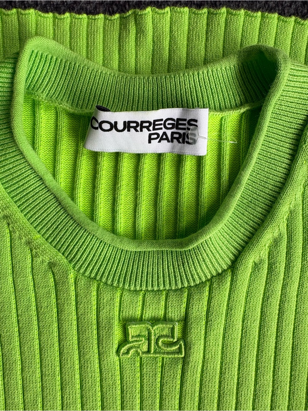 Courrèges Paris Embroidered Logo
Ribbed Dress In Neon Green, size M - Picture 4 of 12